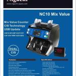Nigachi NC-10 Mix Money Counting Machine, Max 500 Notes Hopper Capacity, Max 200 Notes Stacker Capacity, Roller Friction Feed System, 800,1000,1200 Notes/min Counting Speed, Black | NC-10 Mix
